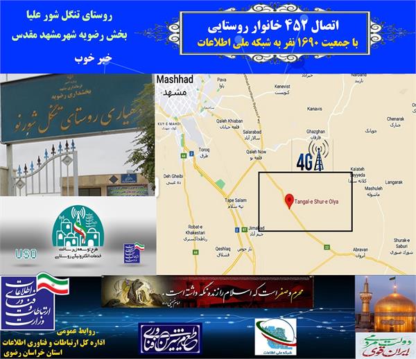 452 خانوار روستایی حاشیه کلان شهر مشهد، از خدمات شبکه ملی اطلاعات و اینترنت پر سرعت همراه برخوردار شدند